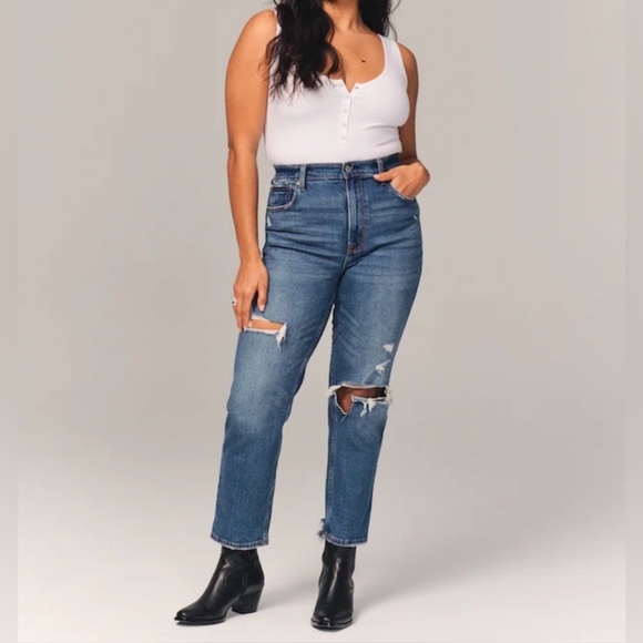 Abercrombie & Fitch Curve Love Ultra High Rise Ankle Straight Jeans Size 6 - Picture 11 of 11
